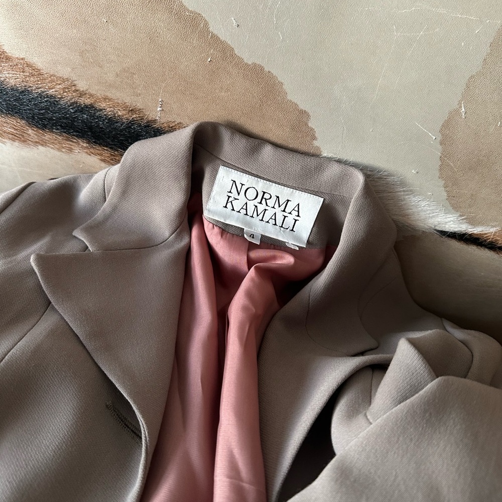 Norma Kamali Beige Blazer with Pink Lining